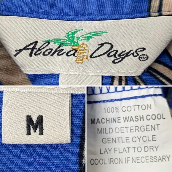 ALOHA DAYS Cotton Hawaiian Aloha Tropical Shirt M - Picture 6 of 6